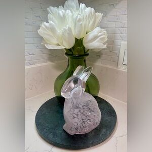 Glass Rabbit Figurine - Purple and White
